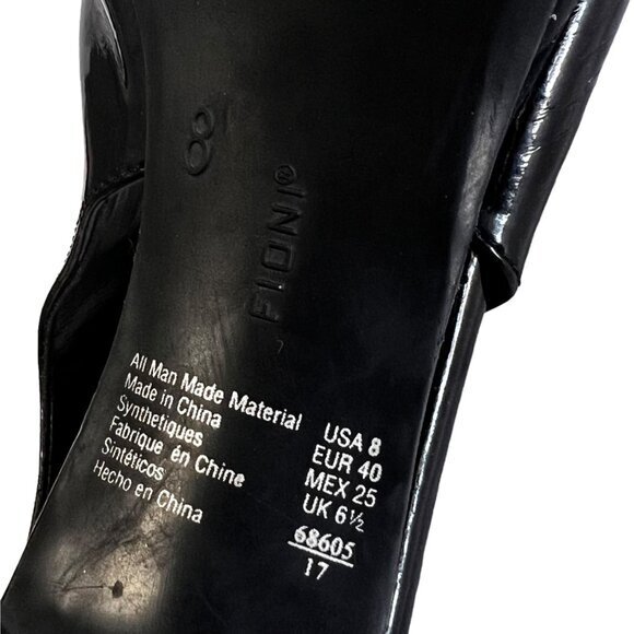 Fioni Women's Black Patent Leather Slingback Heels Size 8 4-Inch Heel Peep Toe - Picture 4 of 16